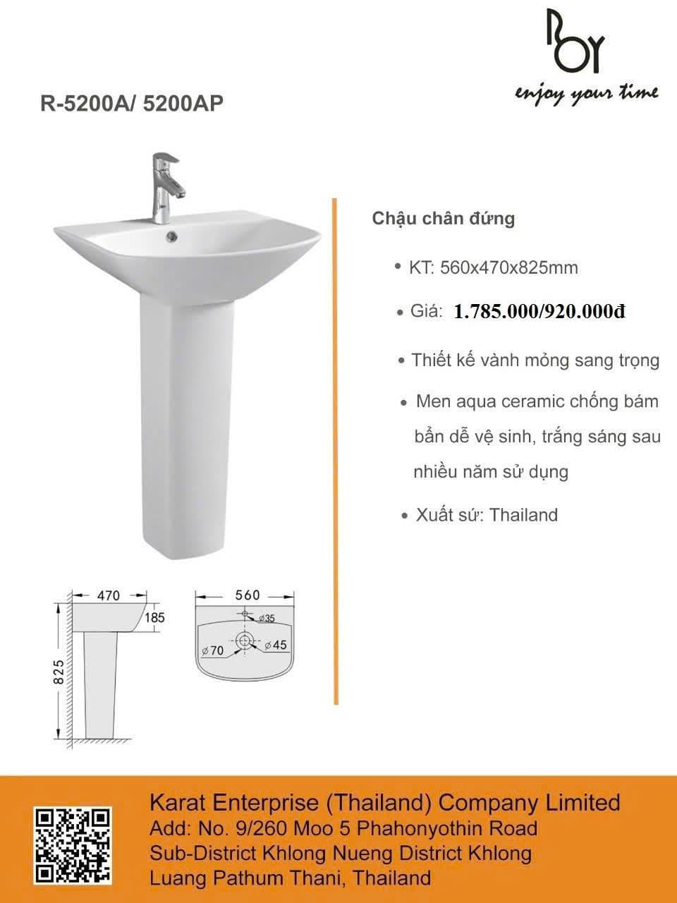 Lavabo Roy Thái Lan – Mẫu 2
